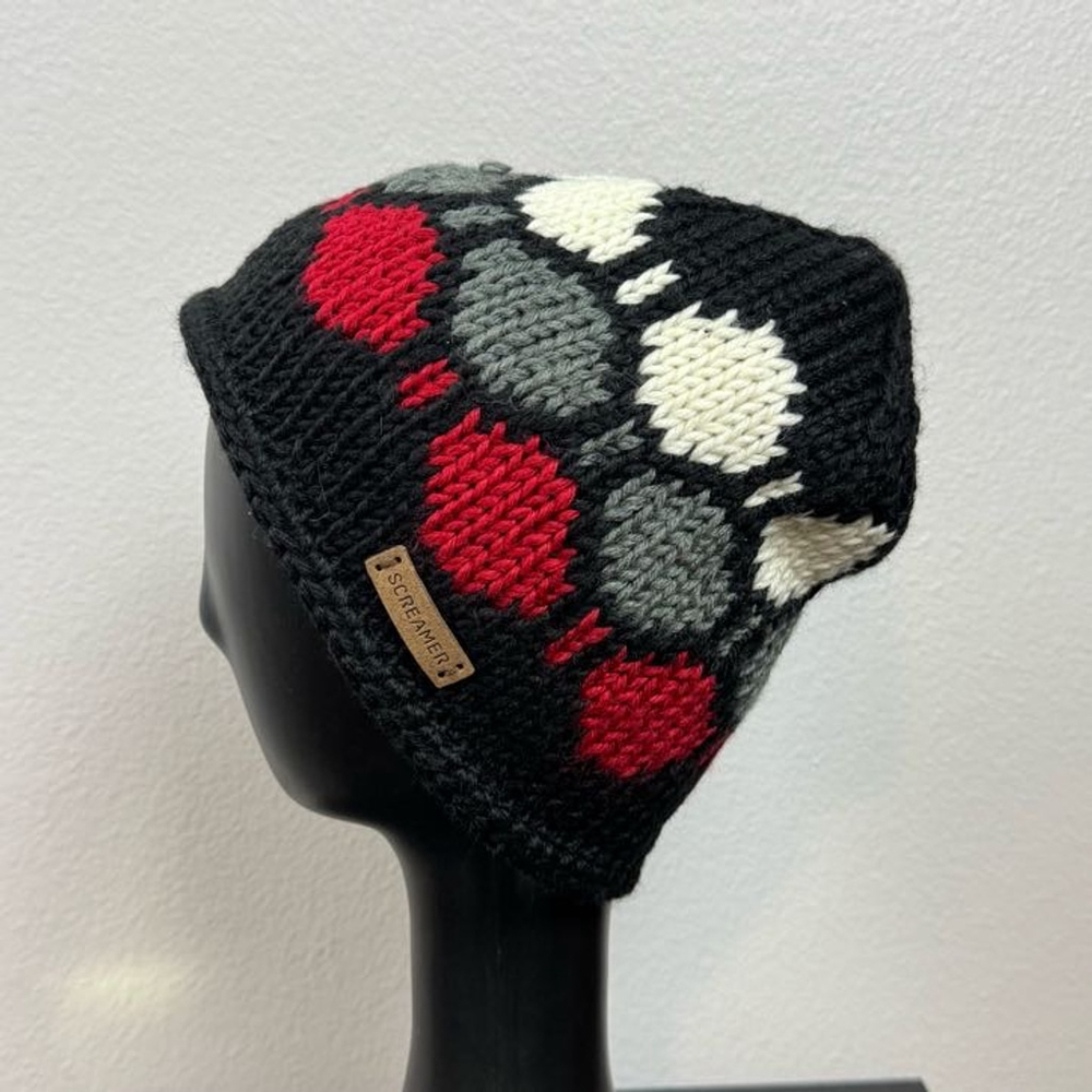 Screamer Unisex Adult Black Knitted Wool Blend Winter Ski Snowboard Hat Beanie